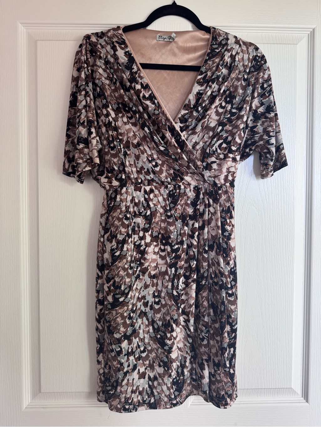 Eliza J Brown Multi-Print Faux-Wrap Dress